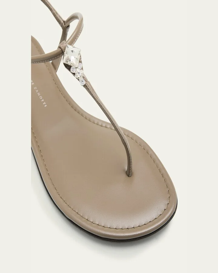 Crystal Leather Thong Sandals - Image 4
