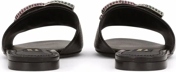 Crystal-Logo Leather Slides - Image 3