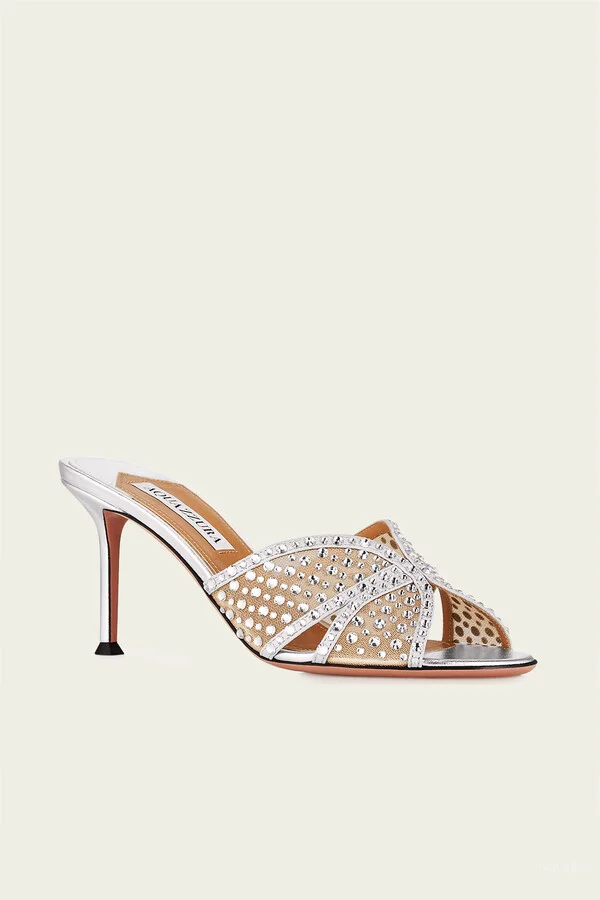 Crystal Lover Mule 75 in Silver - Image 2