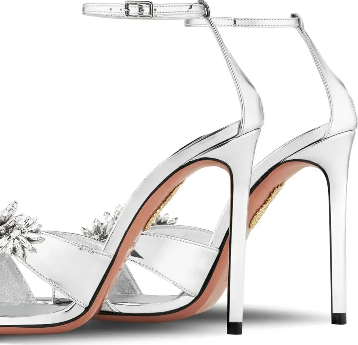 Crystal Margarita 105mm metallic sandals - Image 4