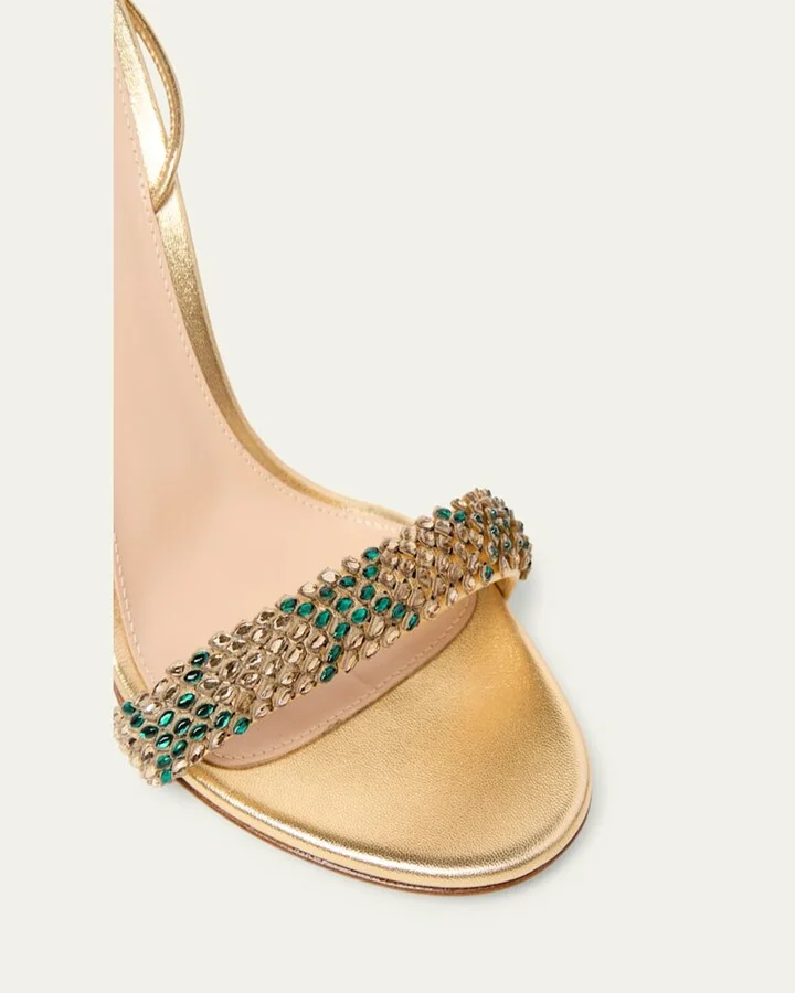 Crystal Metallic Ankle-Strap Sandals - Image 4