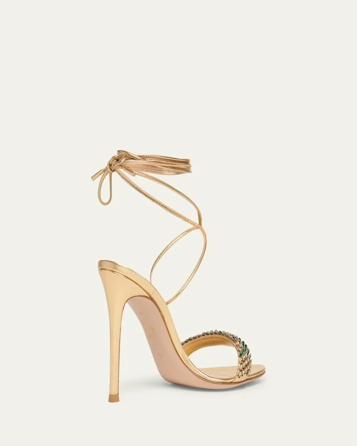 Crystal Metallic Ankle-Strap Sandals - Image 5