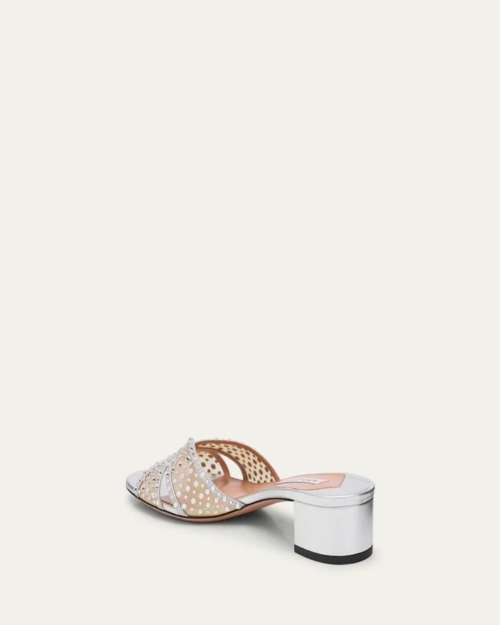 Crystal Metallic Block-Heel Slide Sandals - Image 6