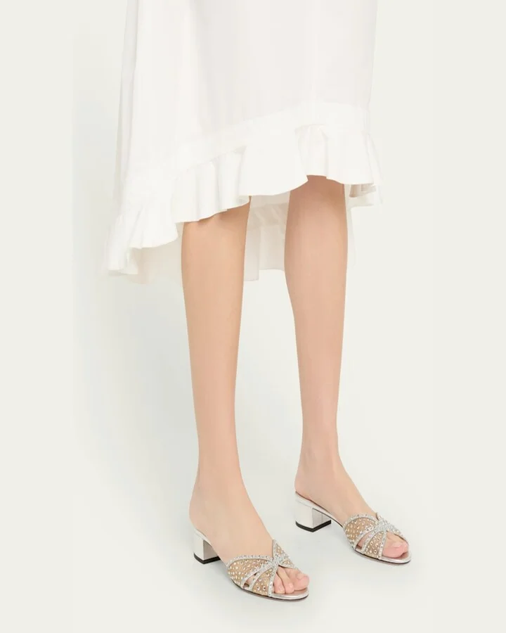 Crystal Metallic Block-Heel Slide Sandals - Image 7
