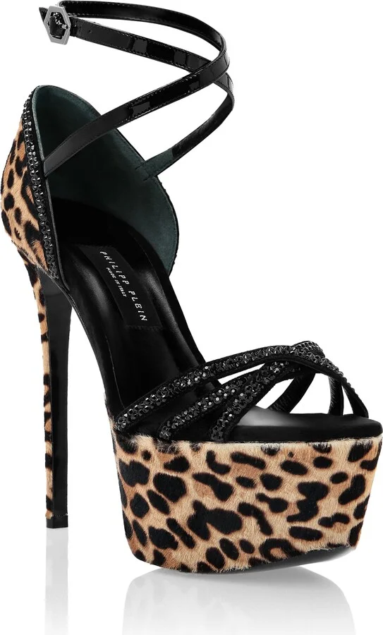 Crystal Platform Leopard Sandals
