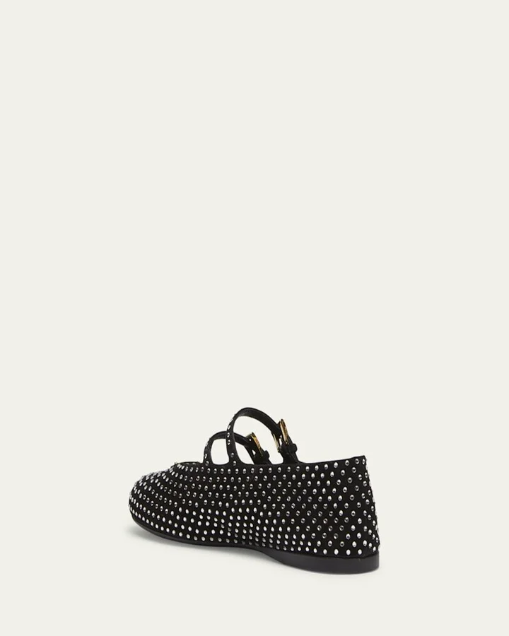 Crystal Saffiano Dual Mary Jane Ballerina Flats - Image 3
