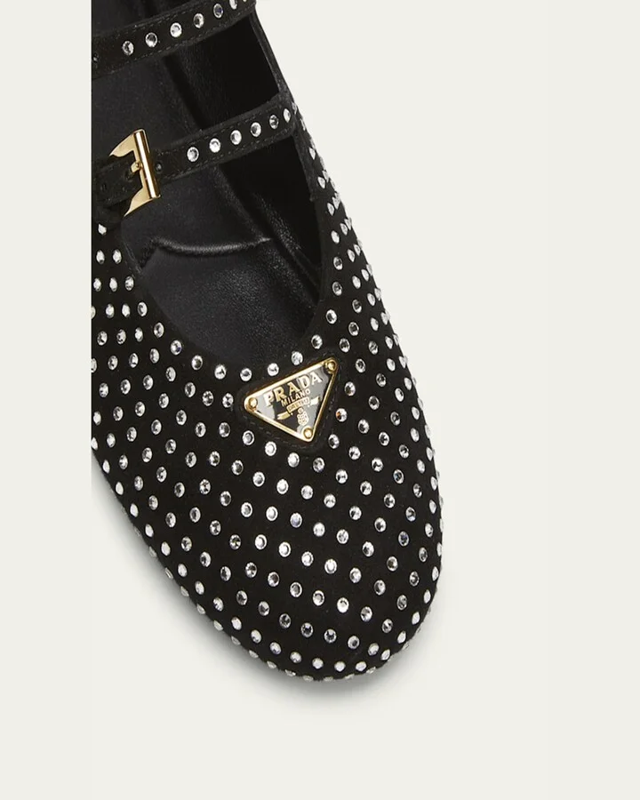 Crystal Saffiano Dual Mary Jane Ballerina Flats - Image 5