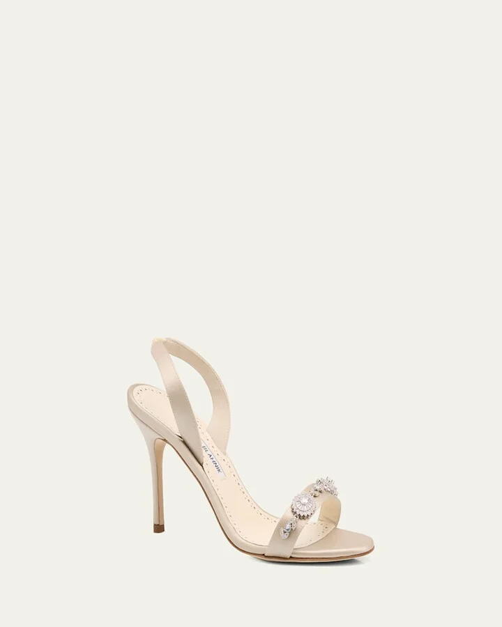 Crystal Satin Halter Sandals - Image 8