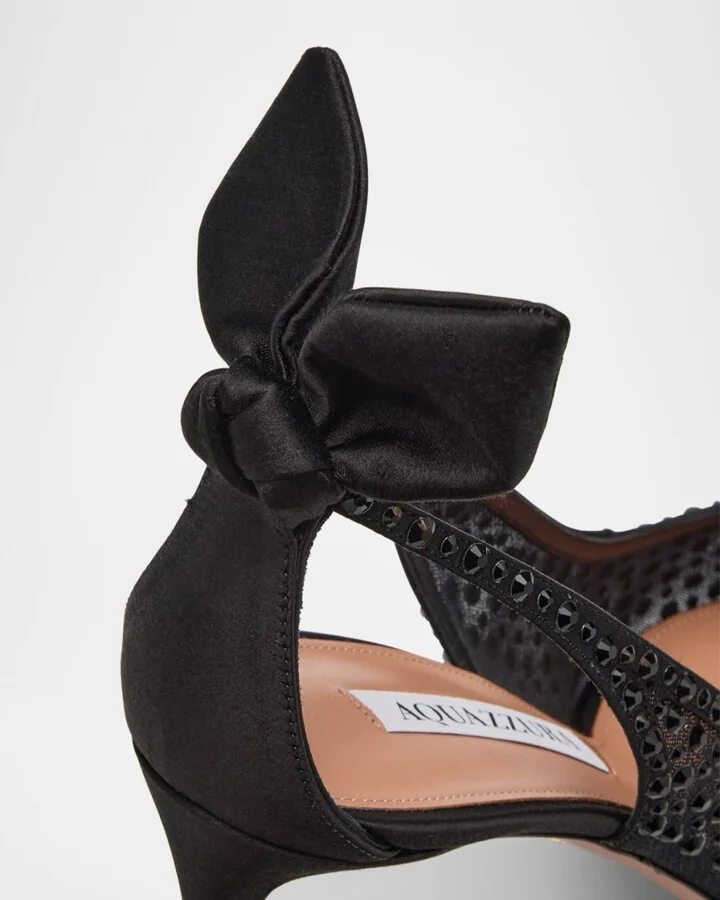 Crystal Satin Mesh Bow Pumps - Image 2