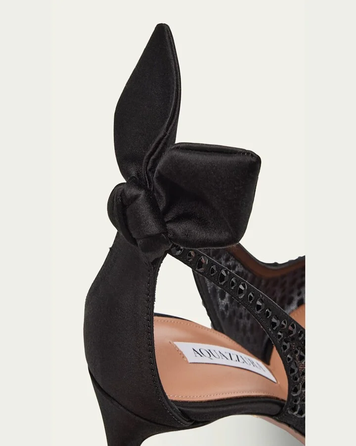 Crystal Satin Mesh Bow Pumps - Image 2