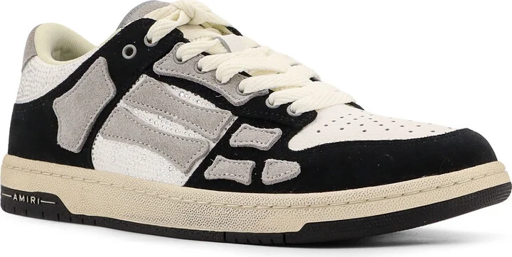Crystal Skel Top Low Leather And Suede Sneakers With Rhinestones Detail - Image 2