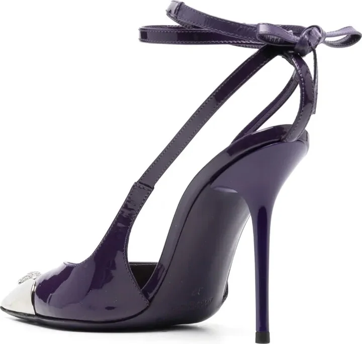 Crystal Skull 105mm leather pumps - Image 3