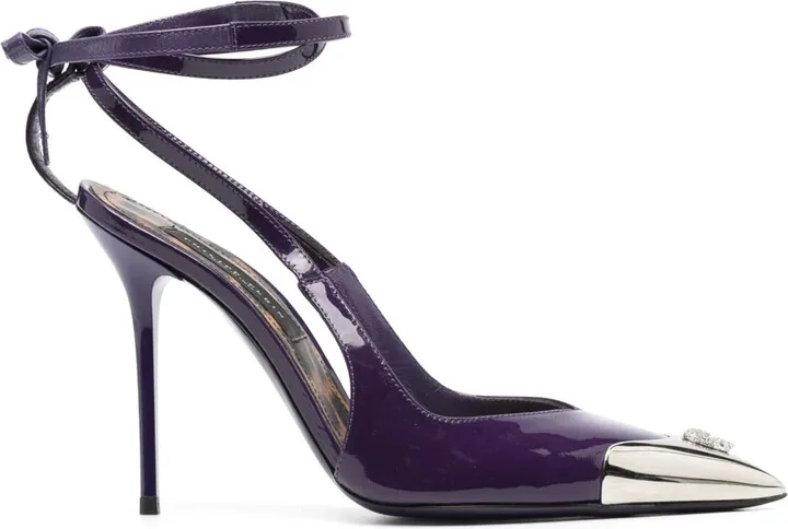 Crystal Skull 105mm leather pumps