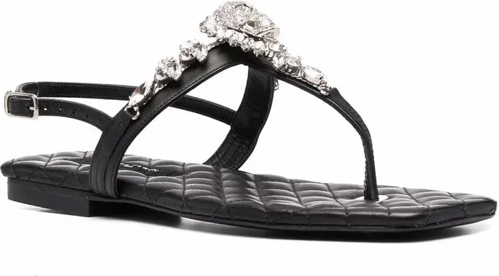 Crystal-Skull Leather Sandals - Image 2