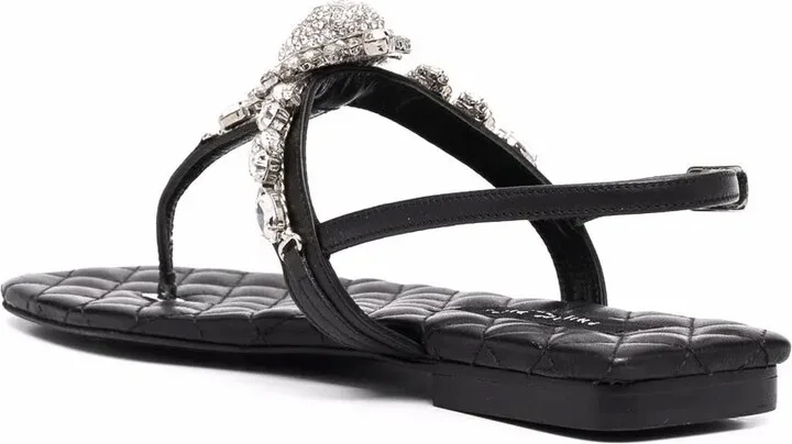 Crystal-Skull Leather Sandals - Image 3