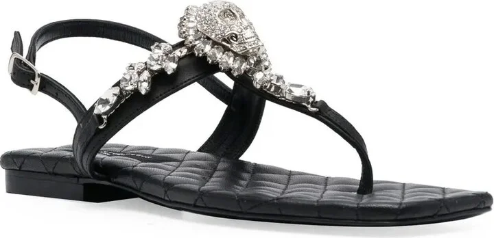 Crystal-Skull Leather Sandals - Image 2