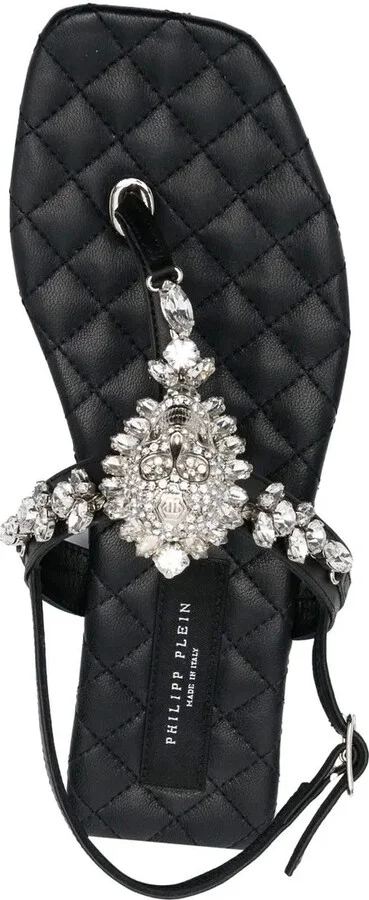 Crystal-Skull Leather Sandals - Image 4