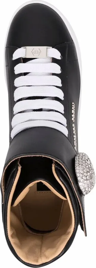 Crystal-Skull Leather Sneakers - Image 4