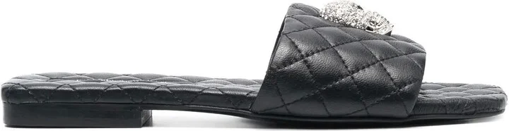 Crystal-Skull Matelassé Slides