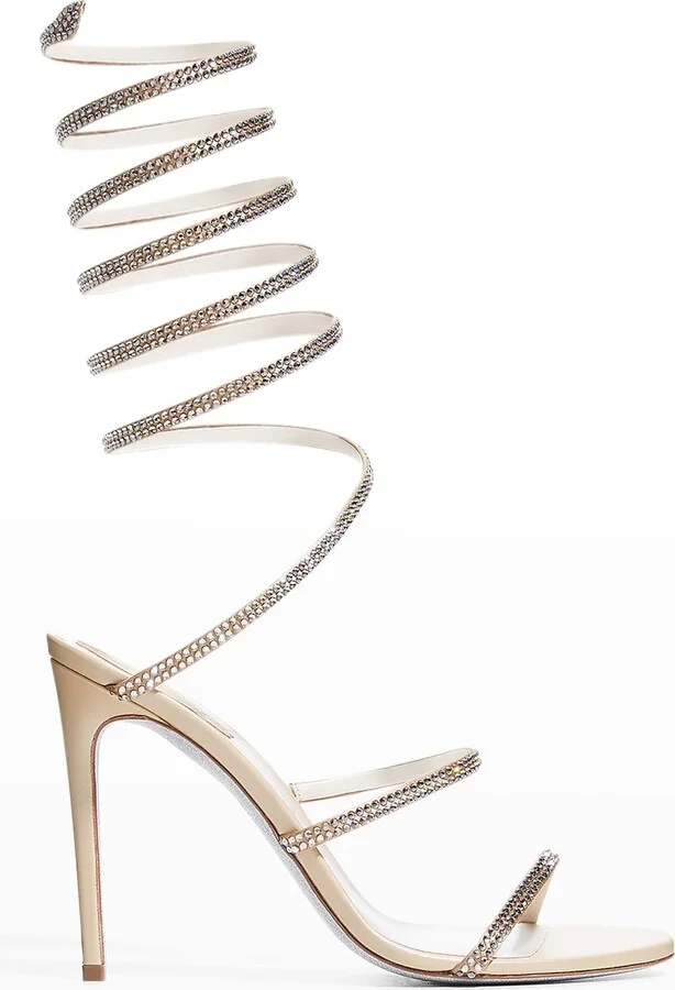 Crystal Snake Ankle-Wrap Sandals