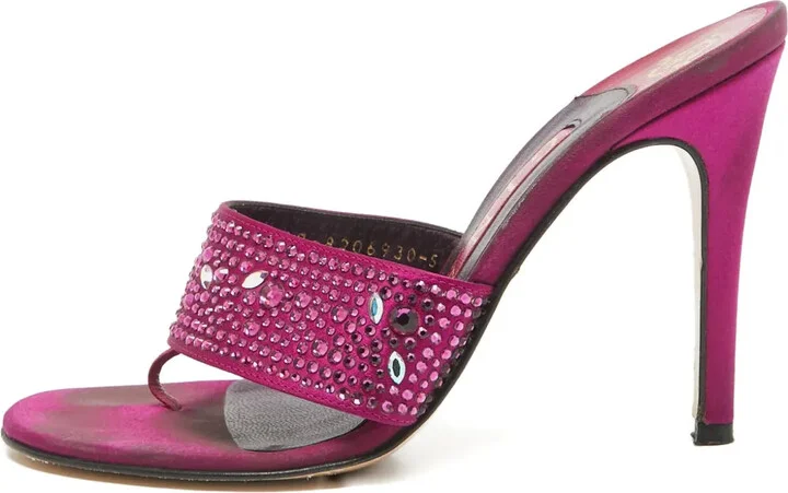 Crystal-Strap Satin Slides