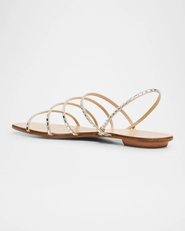 Crystal Strappy Flat Summer Sandals - Image 8