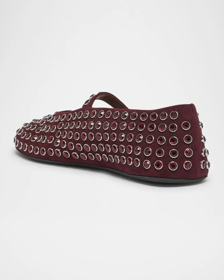 Crystal Stud Mary Jane Ballerina Flats - Image 2