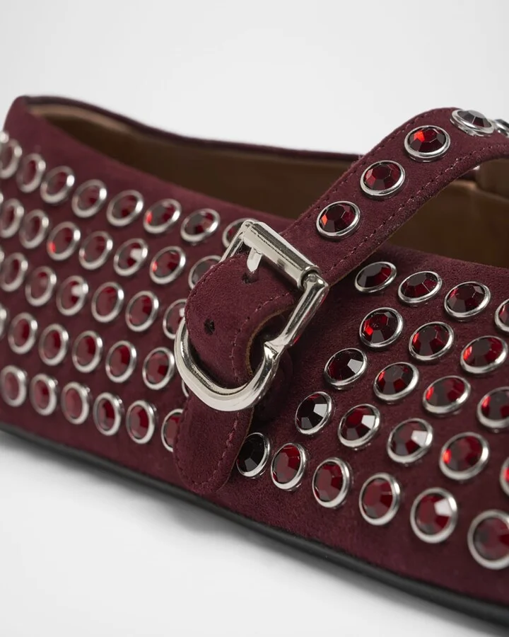Crystal Stud Mary Jane Ballerina Flats - Image 3