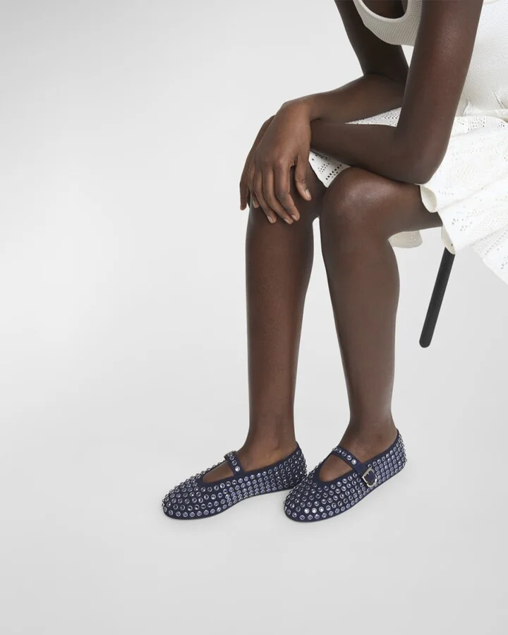 Crystal Stud Mary Jane Ballerina Flats - Image 4