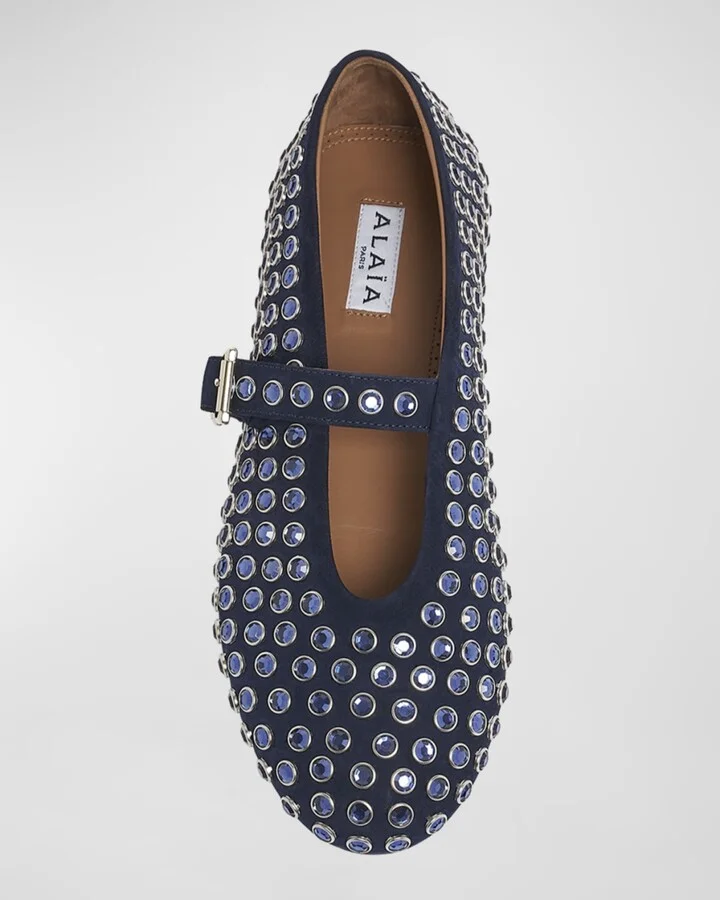 Crystal Stud Mary Jane Ballerina Flats - Image 5