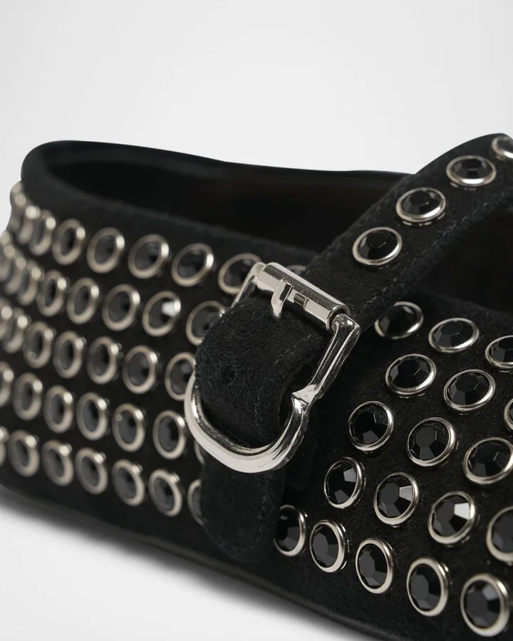Crystal Stud Mary Jane Ballerina Flats - Image 6