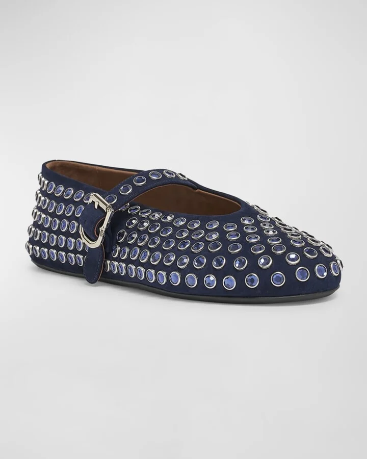 Crystal Stud Mary Jane Ballerina Flats - Image 7