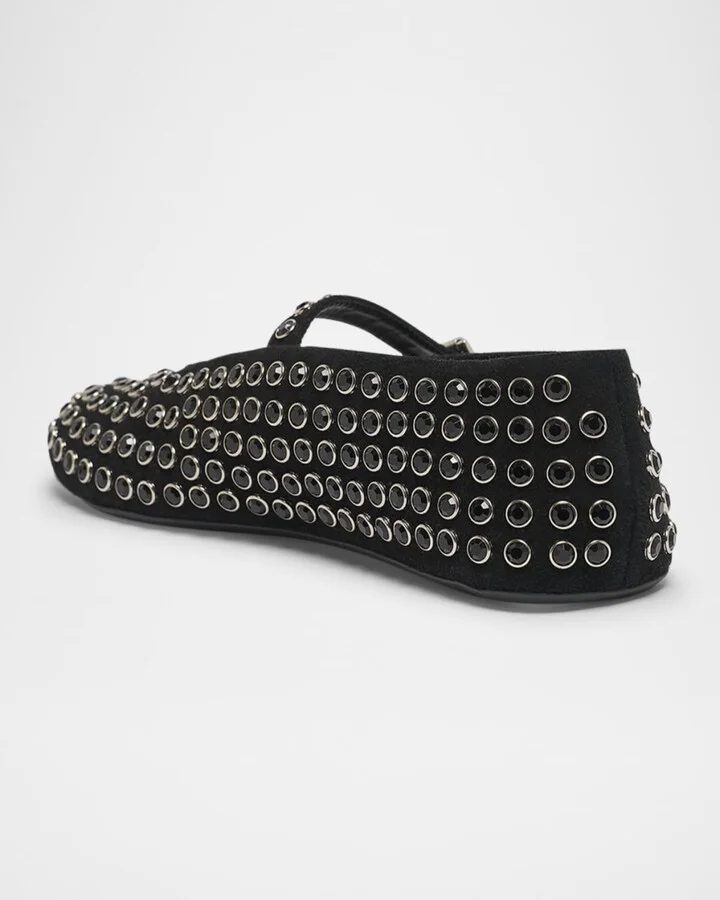 Crystal Stud Mary Jane Ballerina Flats - Image 9