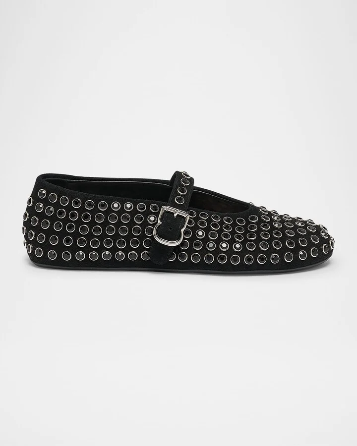 Crystal Stud Mary Jane Ballerina Flats