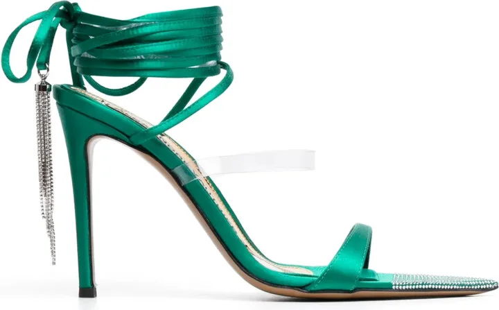 Crystal-Tassel Strappy Sandals