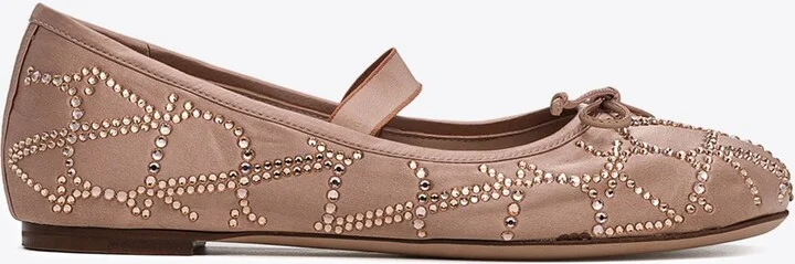 Crystal Toile Iconographe Satin Ballet Flats