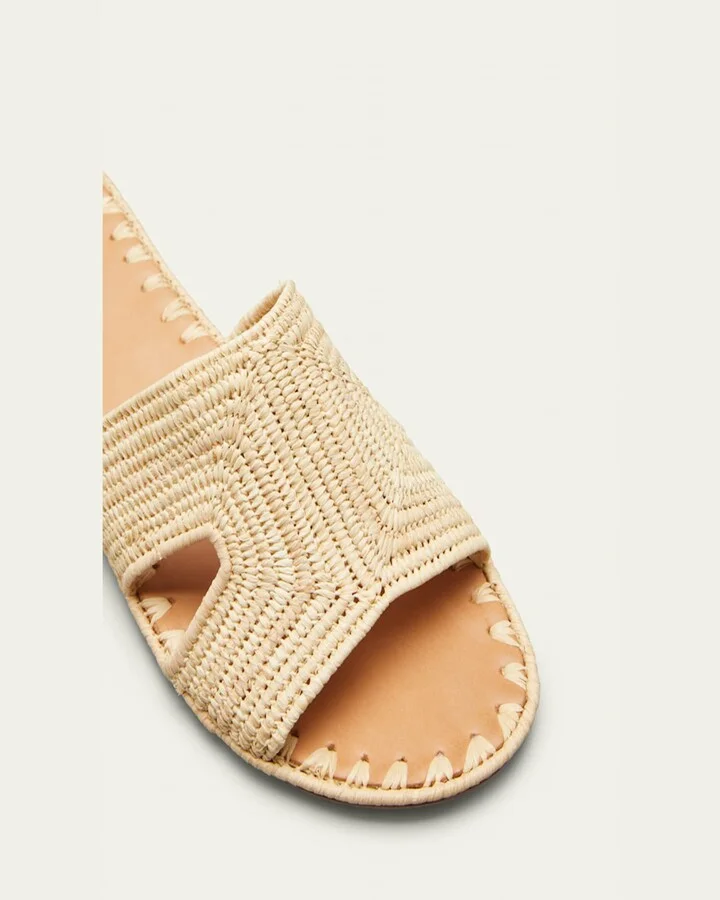 Cuadro Raffia Flat Slide Sandals - Image 2