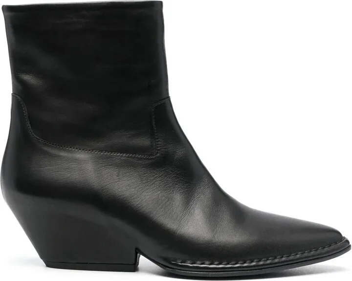 Cuban-Heel Pointed Ankle Boots