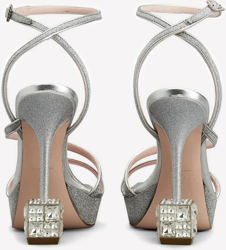 Cube 120 Crystal Heel Glitter Sandals - Image 2