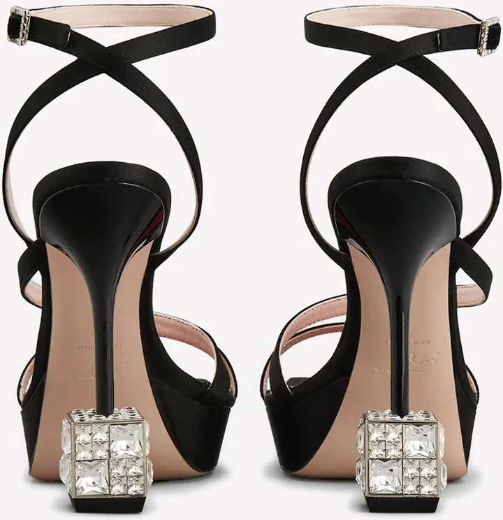 Cube 120 Crystal Heel Satin Sandals - Image 2