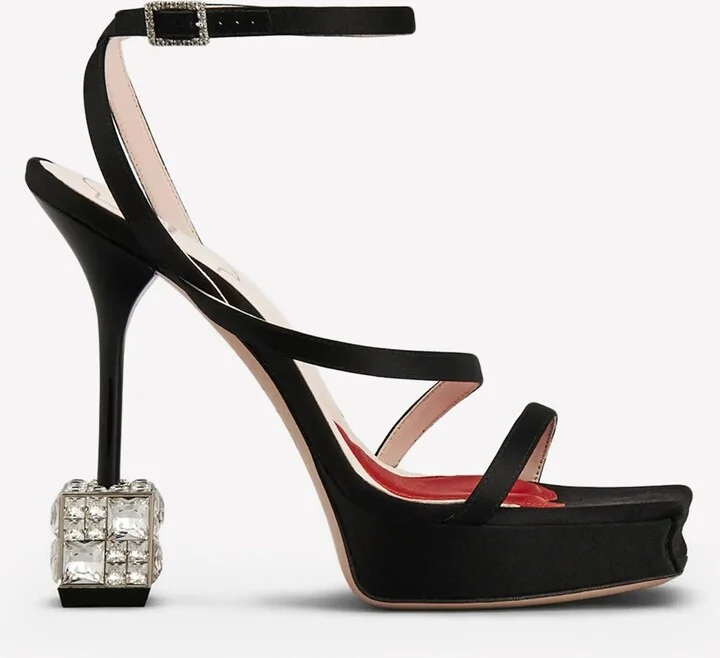 Cube 120 Crystal Heel Satin Sandals