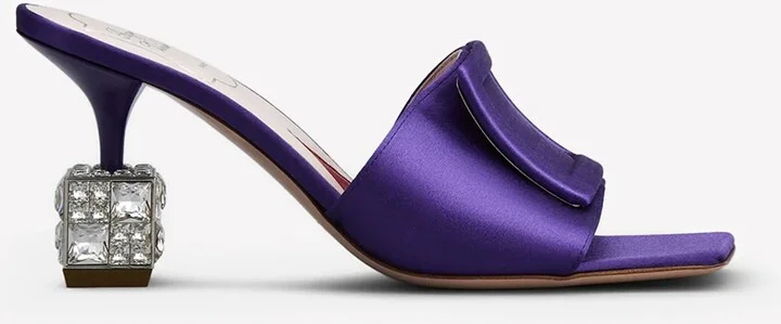 Cube 75 Crystal Heel Satin Mules