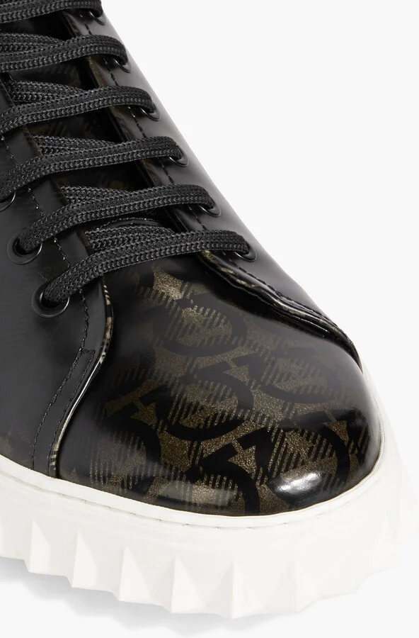 Cube logo-print patent-leather sneakers - Image 4
