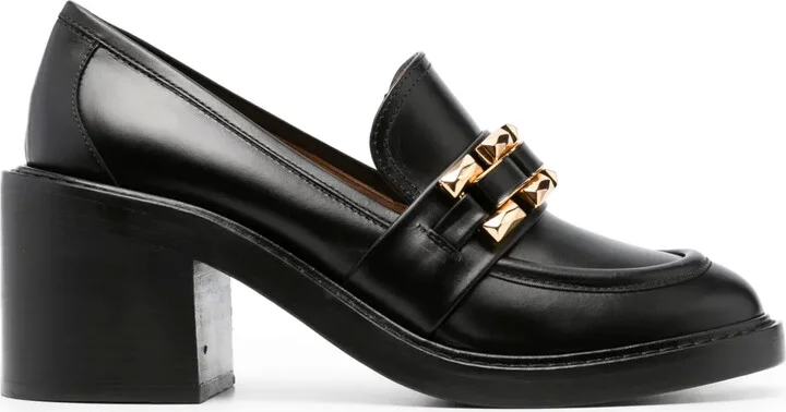Cuir 75mm block-heel loafers