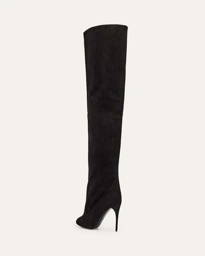 Cuissardes Stiletto Leather Knee Boots - Image 2