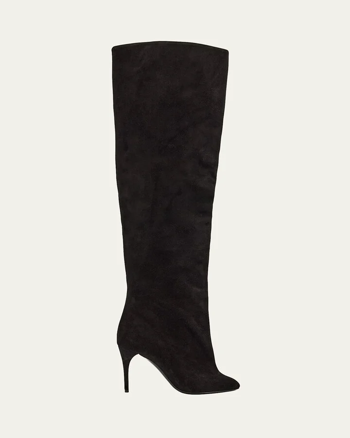 Cuissardes Stiletto Leather Knee Boots