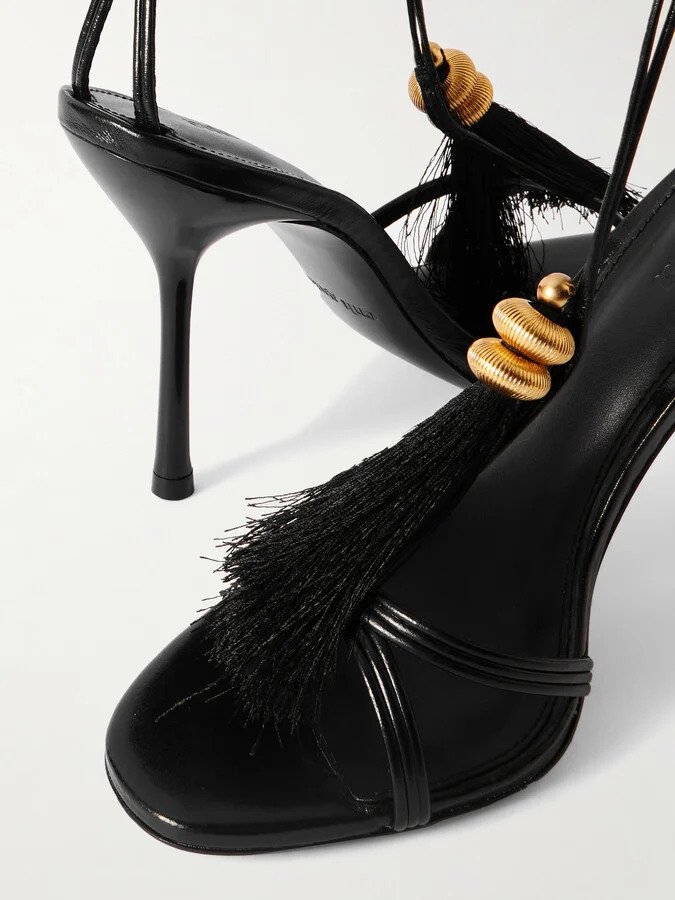 Cult Gaia - Farah Embellished Leather Sandals - Black - Image 4