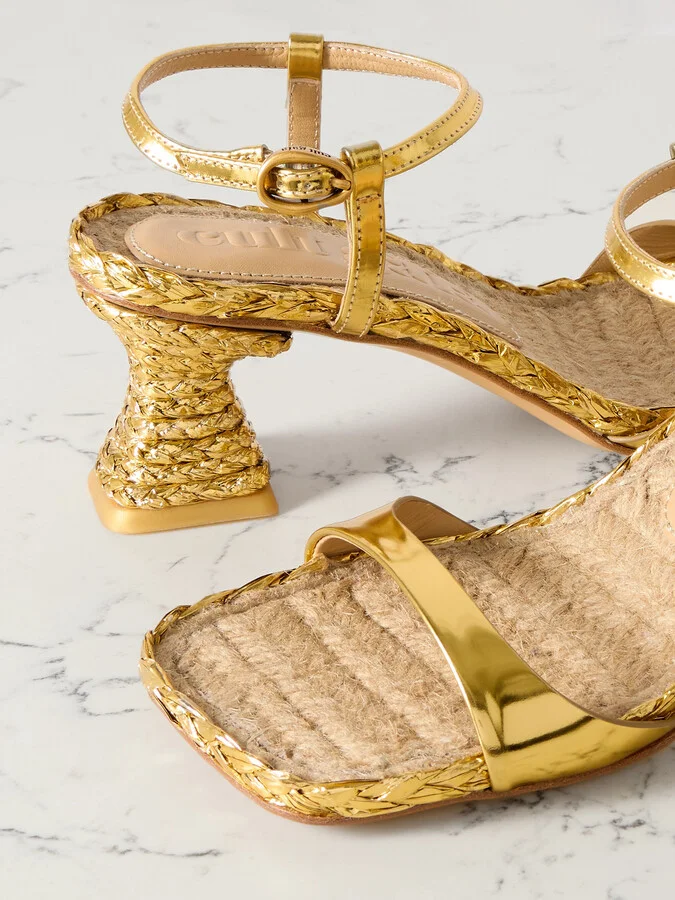 Cult Gaia - Javiera Metallic Leather And Raffia Sandals - Gold - Image 4