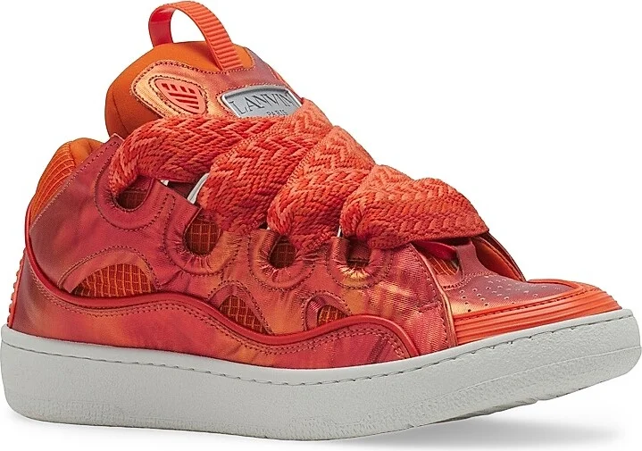 Curb Hologram-Effect Leather Sneakers - Orange - Size 2 - Image 2