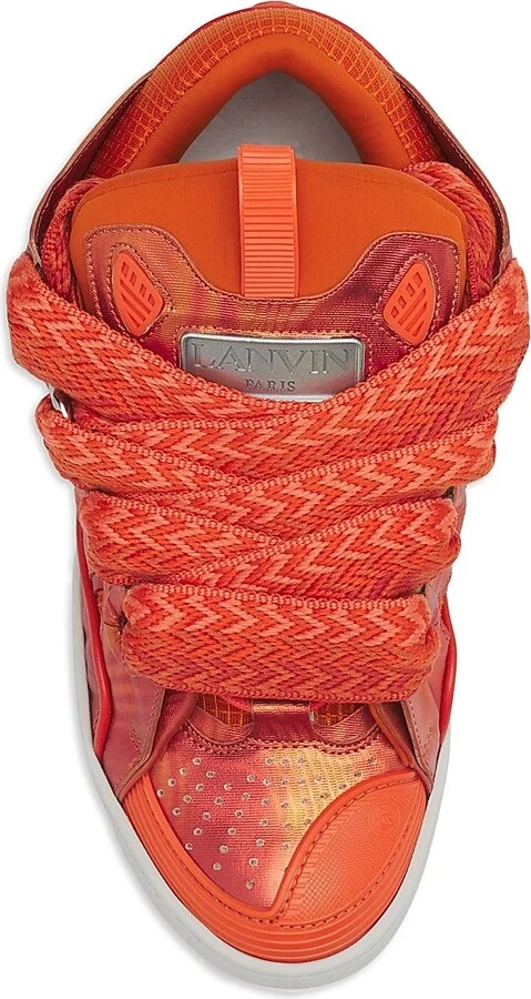 Curb Hologram-Effect Leather Sneakers - Orange - Size 2 - Image 4